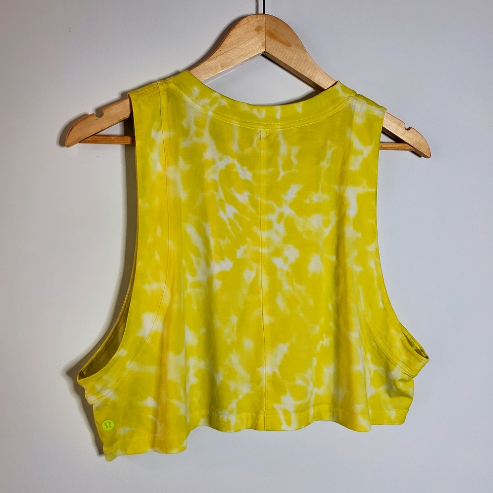 Lululemon All Yours Bright Neon Green/yellow cropped athletic top Size 10 - Picture 4 of 10